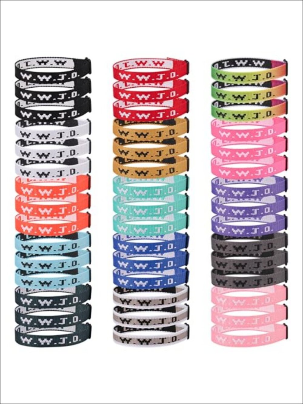 WWJD Bracelet Pack 45pcs Adjustable Christian Jesus Wristbands